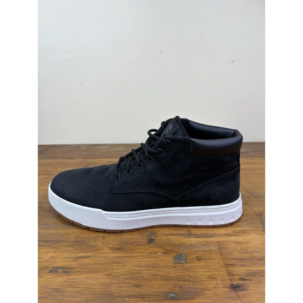 Timberland Maple Grove Chukka Boots Mens 9 Black Nubuck Leather Sneaker A5PSG
